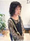 *高塚*大人ウルフボブパーマミディアムレイヤーくるくるパーマ