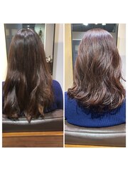 ふんわりボブパーマ/春ベージュピンク髪質改善/韓国風ツヤカール