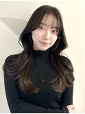 韓国風/レイヤー/くびれ/前髪/小顔/顔まわり/グレージュ