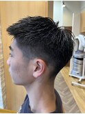 フェード短髪メンズカットジェルスタイリング眉アイブロウmen's