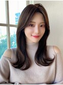 韓国ヘア/レイヤーカット/顔周り/小顔/前髪なし/20代30代