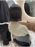 切りっぱなしボブ ぱつっとボブ グレージュ sn
