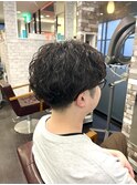 ツイストスパイラルパーマツーブロックマッシュメッシュフェード