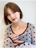 ☆切りっぱなしタッセルボブ２wayバングチェリーブラウン内巻き