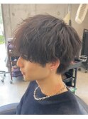 ラウンドマッシュ シャドウパーマ 波巻き