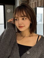 ファルベ(Farbe)&nbsp;ココアベージュ/小顔に見せるヘア/黒髪カタログ/オリーブグレー