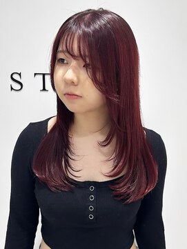 スタイル 相模大野(STYLE) チェリーレッドカラー♪×顔周りレイヤー♪