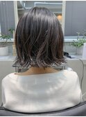 暗髪、グレー、就活ヘア、ボブ