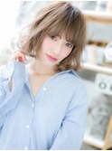 外国人風ハイライト前下がり切りっぱなしボブh2越谷10代20代30代