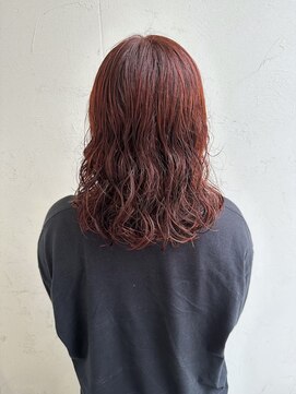 ジュエ ヘアー デザイン(Jue hair design) コテ巻き風パーマ×暖色カラー