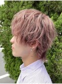 #メンズ #束感 #ピンクベージュ #マッシュウルフ