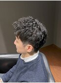 ビジネスツーブロック 短髪七三オールバック ベリーショート