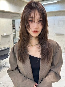 サイン 表参道(SIGN) 韓国ヘアーハッシュカットレイヤーカットグレージュブリーチ無し