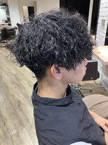 エヌプラス(N+)&nbsp;サーフカールブルーブラックスパイキーショートフェザーパーマ