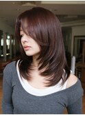◆ロングレイヤーカット/韓国/顔周りレイヤー/ショコラブラウン