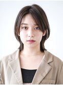 ミディアム・ボブ/絶壁解消/前髪なし/20代/30代/丸顔