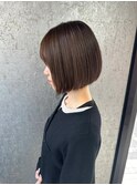 [ナチュラルブラウン/丸みボブ/切りっぱなしボブ]