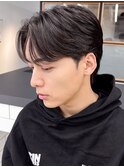 決まる◎黒髪フェザーパーマ×かき上げ前髪スマート
