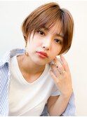ハンサムショートパーマ/ボブルフ/小顔/マロンベージュ/前髪