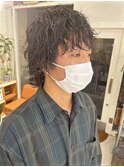波巻きスパイラルパーマ マッシュウルフパーマ メンズ眉毛カット