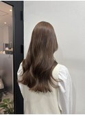 韓国ヘア外巻きミディアムナチュラルニュアンスカラーベージュ