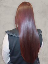 ヘアーエポック(hair epoque) 大人美人斜めバングピンク艶カラー