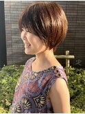 小顔カットショートボブ大人可愛いアッシュオリーブ