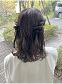 【大川華】リボンが可愛いハーフツイン
