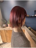 切りっぱなしボブ／チェリーレッド