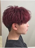 ルビーレッドメンズカットツーブロックショート