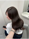 15369黒髪グレージュ髪質改善レイヤーワンカール韓国ストレート