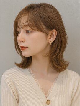 ルシードスタイル アウラ 松戸市五香(LUCIDO STYLE Aura) くびれカールレイヤー小顔ミディアムナチュラルブラウン