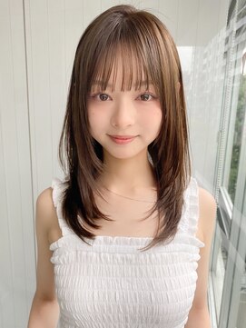 エトラ 渋谷店(etora) 小顔 前髪 レイヤーカット くびれヘア  アプリコットオレンジ"