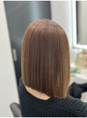 ボブヘアーベージュカラー縮毛矯正髪質改善　赤坂見附