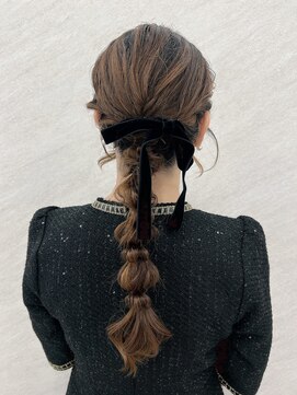 プルクラギンザ(PulchraGINZA) 編みおろし/ベロアリボン/結婚式/ヘアセット