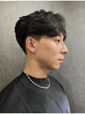 センターパートニュアンスパーマメンズカット