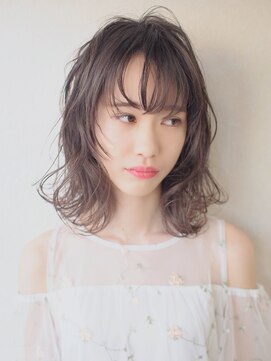 アグランテトラ 野田阪神店(a Gland tetra) 大人可愛い抜け感バング×無造作カールミディフェイスレイヤー