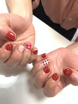 ヘアーサロンフレア チェックandドット☆アートジェルネイル