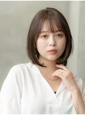 大人かわいい前髪セシルカットココアブラウンフリンジウェーブ