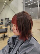 ビーヒアナウ N゜03 金沢駅西店(BE HERE NOW) ウルフ/レイヤー/フェイスフレーミング/ボルドー