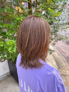 ヘアーラボ ハチ(HAIR LABO HACHI) 脱白髪染めデザインカラー/オリーブベージュ/こなれミディ