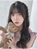 シースルーバング編みたらしヘア