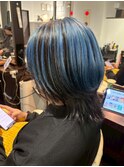 20代30代40代☆小顔ネオウルフ☆ブルーアンブレラカラー