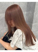 ピンクブラウン前髪ありロング学割U24ケアブリーチ1回10代20代