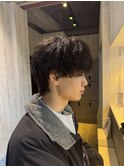 新宿シャドウパーマメンズマッシュウルフカット緩め波巻きパーマ
