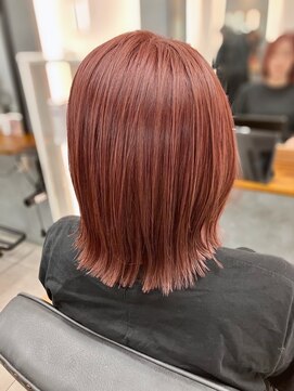 ギルド 清瀬店(GUILD) 艶感ピンクブラウンの切りっぱなしボブ