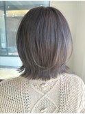 美人レイヤーショートボブ/ラベンダーグレージュ/抜け感スタイル
