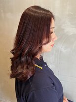 ベルベットヘア 千早店(Velvet hair)&nbsp;髪質改善カラーレッド×重ためセミロング【みつ】