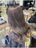 くびれヘアアプリコットオレンジ夏ハイライトカラー