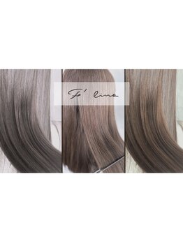 人気の透明感カラーはF’linoで！ハイトーンもケアブリーチでダメージ軽減☆白髪ぼかしにも◎